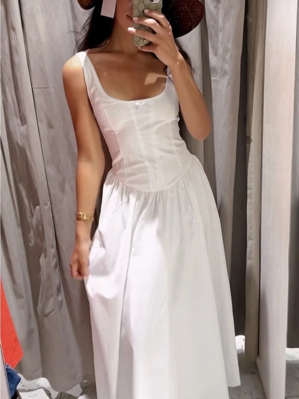 ZARA CORSET-STYLE POPLIN MIDI DRESS - Picture 7 of 16